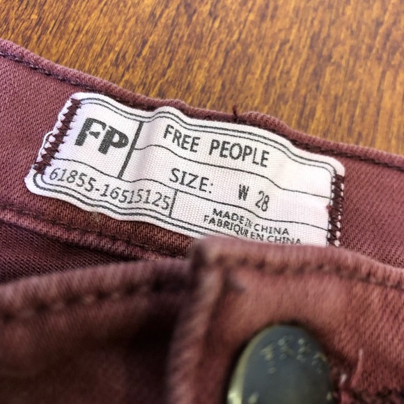 Free People High Waisted Ankle Pants Burgundy 28 - Picture 5 of 7
